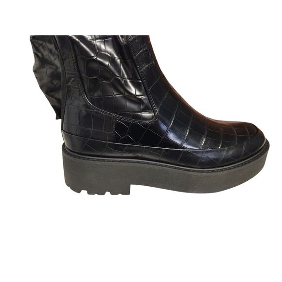 Franco Sarto Janna Over-The-Knee Boots Croc Embossed Faux Leather Black Size 8M - Picture 8 of 10